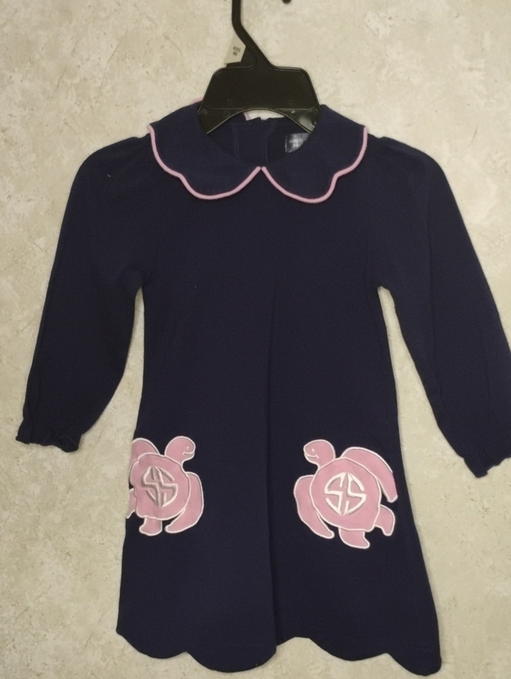 Simply Southern Navy Dress with Pink Trim and Turtle Pockets